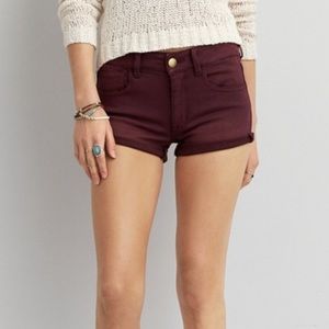 AEO Twill X Midi Shorts ~ Burgundy
